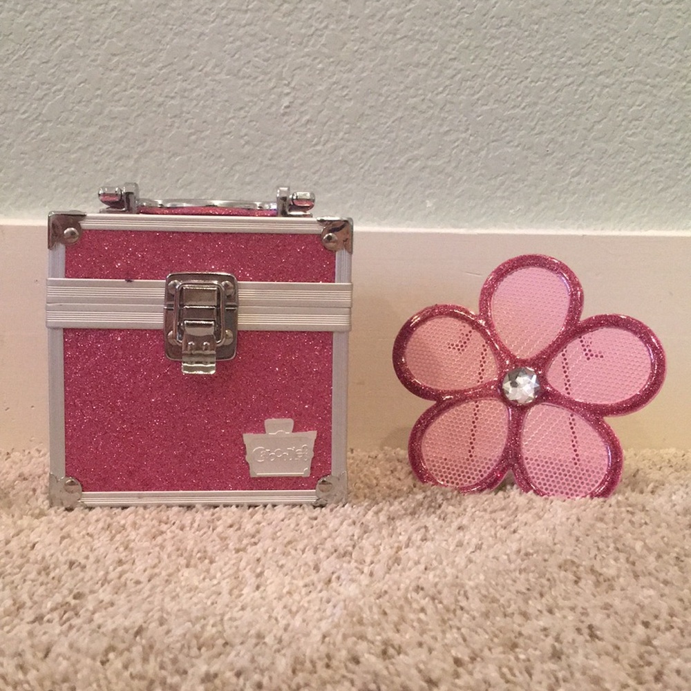 Pink sparkly girl jewelry box and earring holder